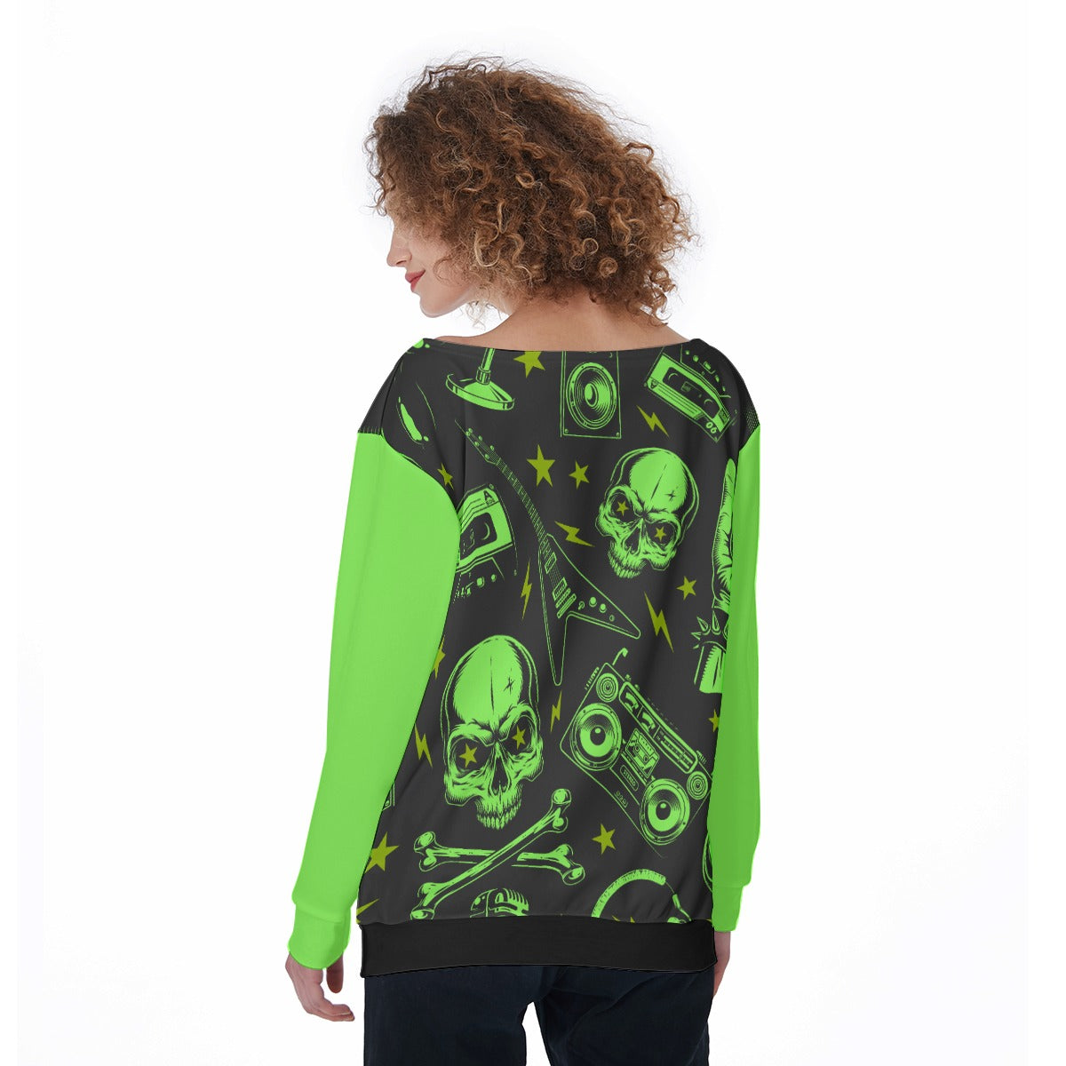 All-Over Print Women's Off-Shoulder Sweatshirt
