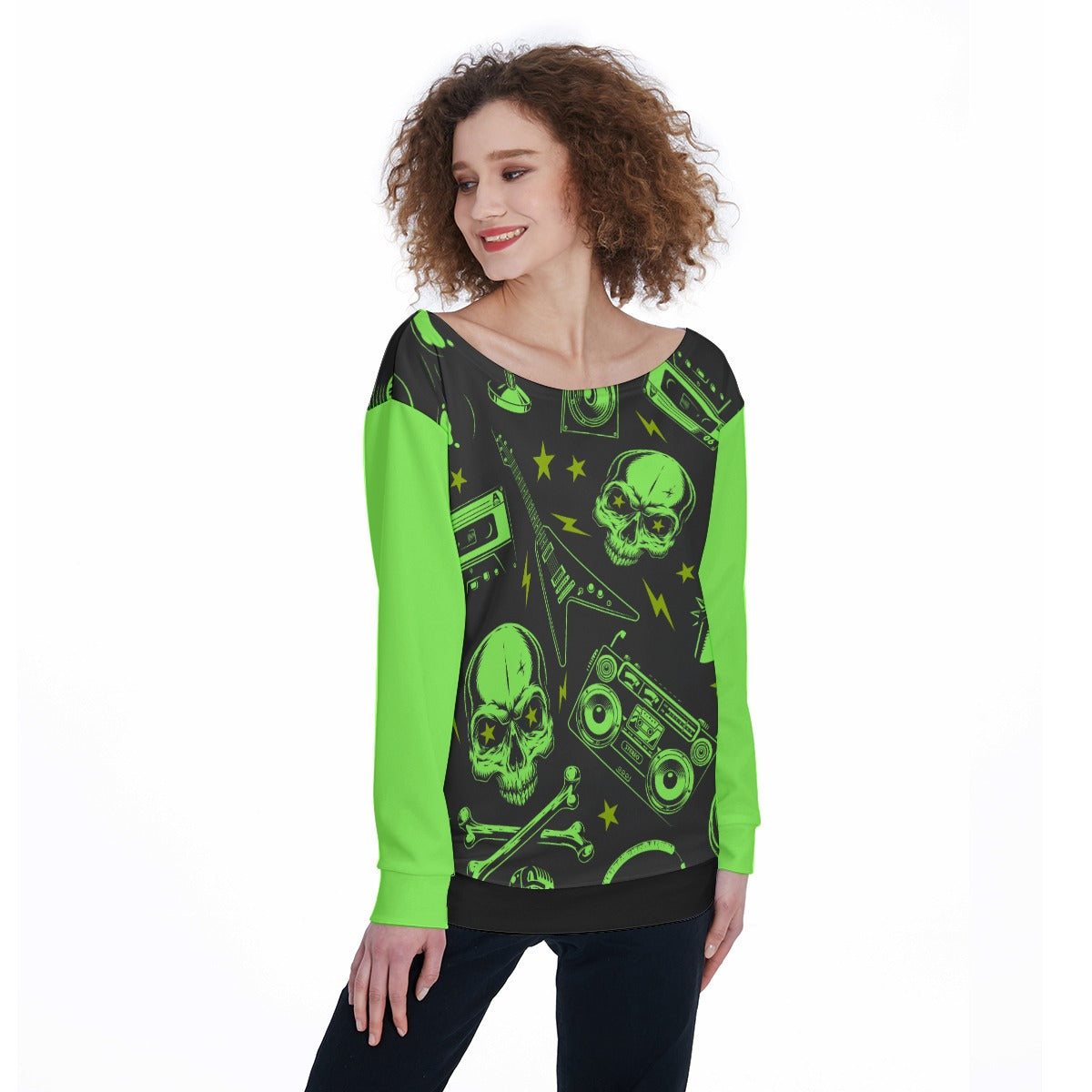 All-Over Print Women's Off-Shoulder Sweatshirt