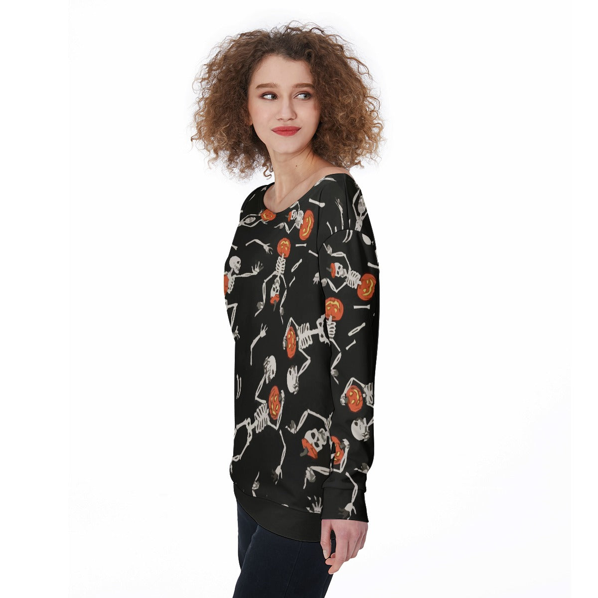 All-Over Print Women's Off-Shoulder Sweatshirt