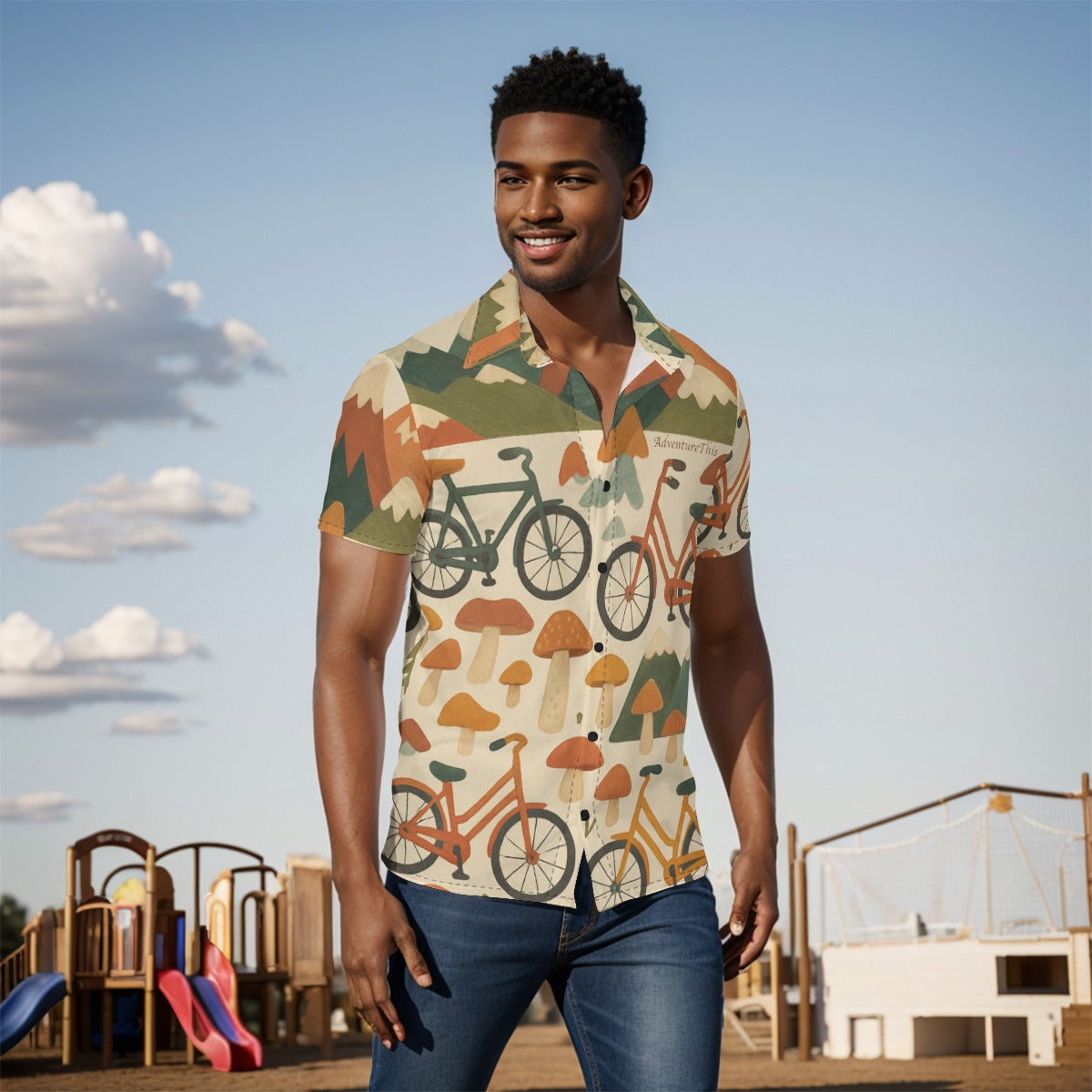 Bikes and Mushroom Mountains Adventure Shirt