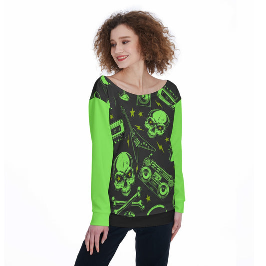 All-Over Print Women's Off-Shoulder Sweatshirt
