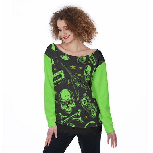 All-Over Print Women's Off-Shoulder Sweatshirt
