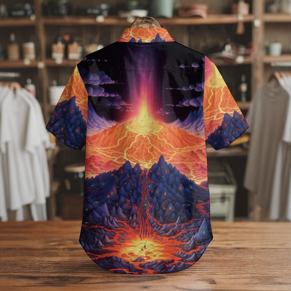 Men's Short Sleeve Shirt With Pockets Doom Volcano