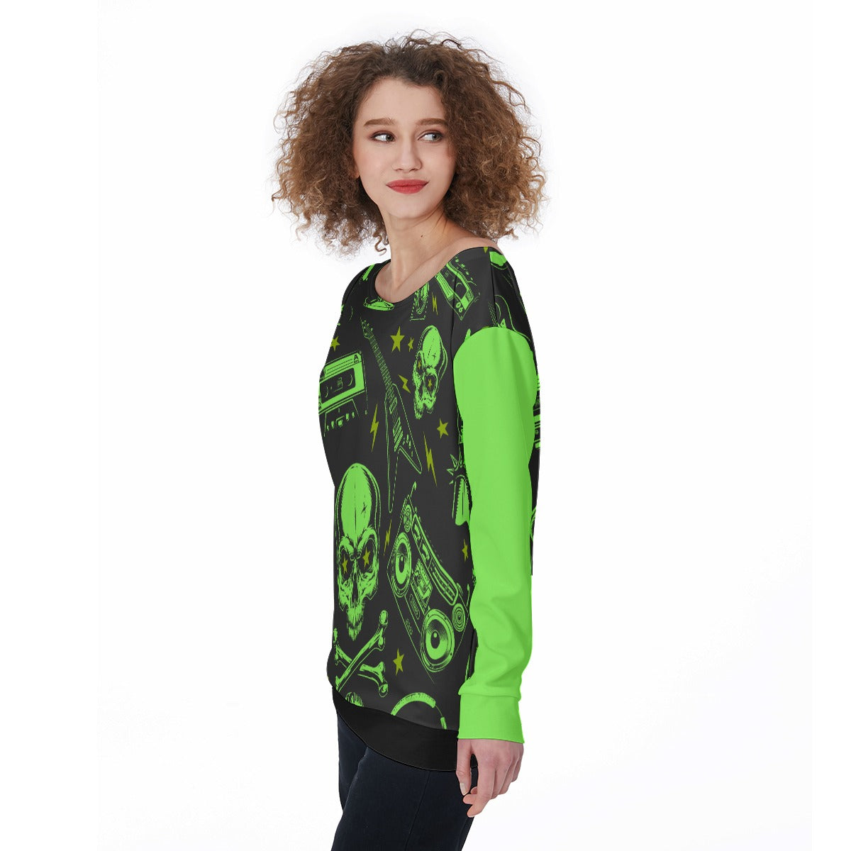All-Over Print Women's Off-Shoulder Sweatshirt